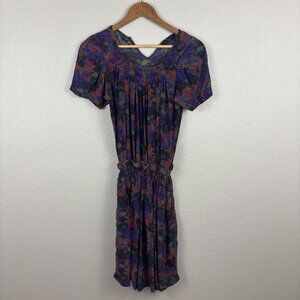 Vinatge ZAC Posen Silk Multicolor Floral Pleated Design Fit & Flare Dress Size 2